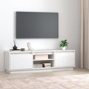 vidaXL Comodă TV, alb, 140x35x40 cm, lemn masiv de pin imagine
