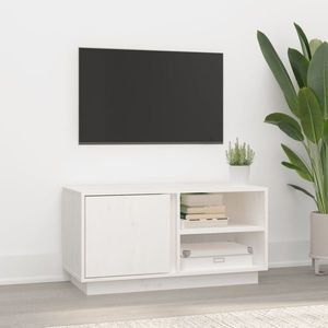 vidaXL Comodă TV, alb, 80x35x40, 5 cm, lemn masiv de pin imagine