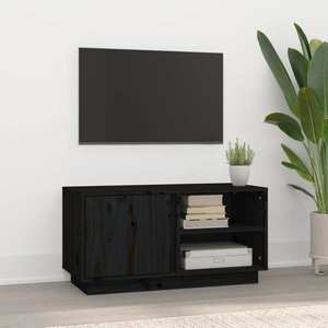 vidaXL Comodă TV, negru, 80x35x40, 5 cm, lemn masiv de pin imagine