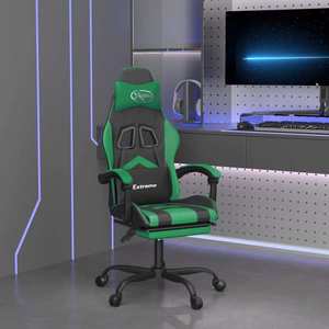 vidaXL Scaun de gaming pivotant/suport picioare negru/verde piele eco imagine