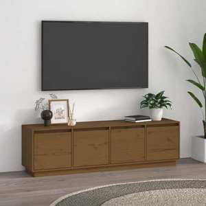 vidaXL Comodă TV, maro miere, 156x37x45 cm, lemn masiv de pin imagine