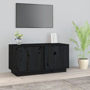 vidaXL Comodă TV, negru, 80x35x40, 5 cm, lemn masiv de pin imagine
