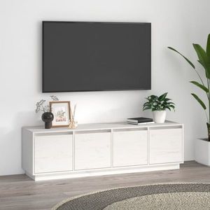 vidaXL Comodă TV, alb, 156x37x45 cm, lemn masiv de pin imagine