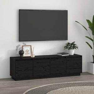 vidaXL Comodă TV, negru, 156x37x45 cm, lemn masiv de pin imagine