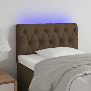 vidaXL Tăblie de pat cu LED, maro închis, 80x7x78/88 cm, textil imagine