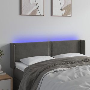 vidaXL Tăblie de pat cu LED, gri închis, 147x16x78/88 cm, catifea imagine