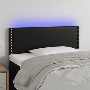 vidaXL Tăblie de pat cu LED, negru, 80x5x78/88 cm, piele ecologică imagine