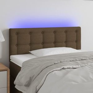 vidaXL Tăblie de pat cu LED, maro închis, 100x5x78/88 cm, textil imagine