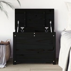 vidaXL Cutie de depozitare, negru, 60x32x45, 5 cm, lemn masiv de pin imagine