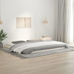 vidaXL Cadru de pat, alb, 200x200 cm, lemn masiv de pin imagine