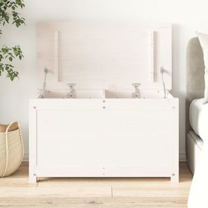 vidaXL Cutie de depozitare, alb, 80x40x45, 5 cm, lemn masiv de pin imagine