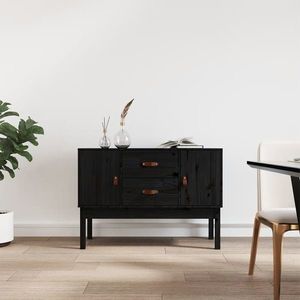 vidaXL Servantă, negru, 110x40x78 cm, lemn masiv de pin imagine