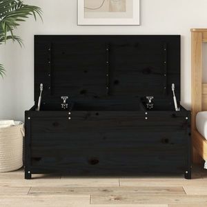 vidaXL Cutie de depozitare, negru, 110x50x45, 5 cm, lemn masiv de pin imagine