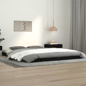 vidaXL Cadru de pat, negru, 140x190 cm, lemn masiv de pin imagine