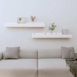 vidaXL Rafturi de perete, 2 buc., alb, 80x12x9 cm, lemn masiv de pin imagine