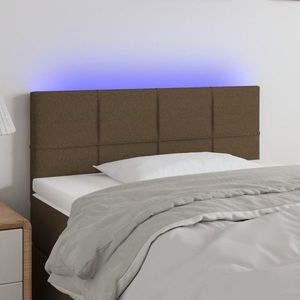 vidaXL Tăblie de pat cu LED, maro închis, 90x5x78/88 cm, textil imagine