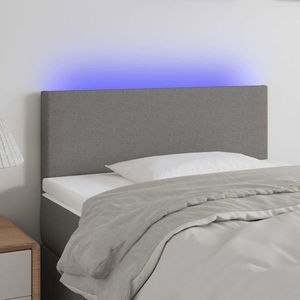 vidaXL Tăblie de pat cu LED, gri închis, 100x5x78/88 cm, textil imagine