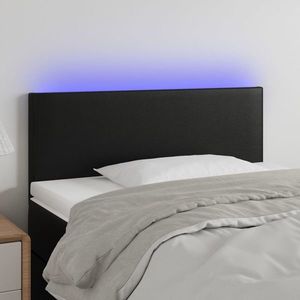 vidaXL Tăblie de pat cu LED, negru, 90x5x78/88 cm, piele ecologică imagine