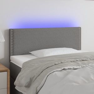 vidaXL Tăblie de pat cu LED, gri închis, 100x5x78/88 cm, textil imagine