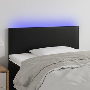 vidaXL Tăblie de pat cu LED, negru, 80x5x78/88 cm, piele ecologică imagine