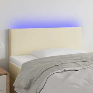 vidaXL Tăblie de pat cu LED, crem, 100x5x78/88 cm, piele ecologică imagine