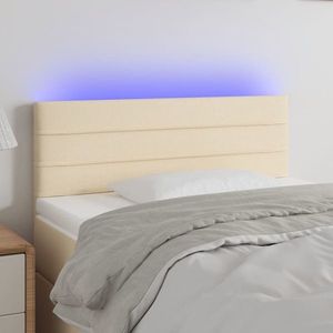 vidaXL Tăblie de pat cu LED, crem, 100x5x78/88 cm, textil imagine