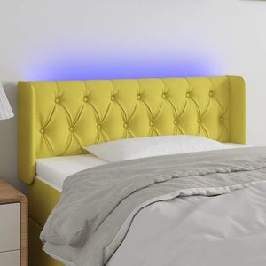 vidaXL Tăblie de pat cu LED, verde, 93x16x78/88 cm, textil imagine