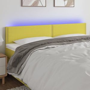 vidaXL Tăblie de pat cu LED, verde, 200x5x78/88 cm, textil imagine