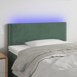 vidaXL Tăblie de pat cu LED, verde închis, 80x5x78/88 cm, catifea imagine