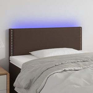 vidaXL Tăblie de pat cu LED, maro, 100x5x78/88 cm, piele ecologică imagine