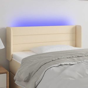 vidaXL Tăblie de pat cu LED, crem, 103x16x78/88 cm, textil imagine