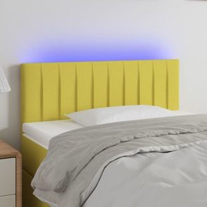 vidaXL Tăblie de pat cu LED, verde, 90x5x78/88 cm, textil imagine