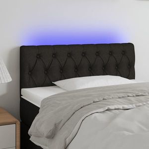 vidaXL Tăblie de pat cu LED, negru, 90x7x78/88 cm, textil imagine