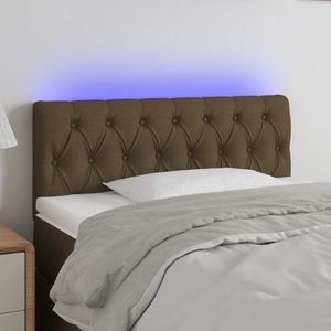 vidaXL Tăblie de pat cu LED, maro închis, 90x7x78/88 cm, textil imagine
