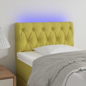 vidaXL Tăblie de pat cu LED, verde, 80x7x78/88 cm, textil imagine