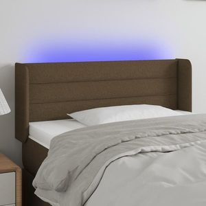 vidaXL Tăblie de pat cu LED, maro închis, 93x16x78/88 cm, textil imagine