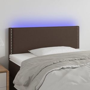 vidaXL Tăblie de pat cu LED, maro, 80x5x78/88 cm, piele ecologică imagine