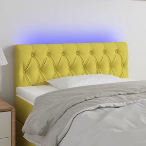 vidaXL Tăblie de pat cu LED, verde, 90x7x78/88 cm, textil imagine
