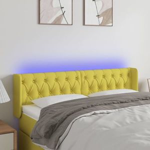 vidaXL Tăblie de pat cu LED, verde, 147x16x78/88 cm, textil imagine