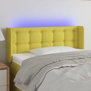 vidaXL Tăblie de pat cu LED, verde, 103x16x78/88 cm, textil imagine