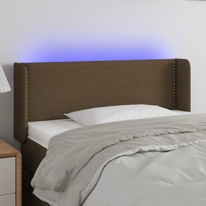 vidaXL Tăblie de pat cu LED, maro închis, 93x16x78/88 cm, textil imagine