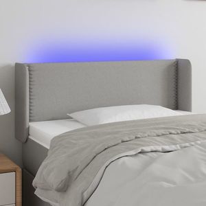 vidaXL Tăblie de pat cu LED, gri deschis, 103x16x78/88 cm, textil imagine