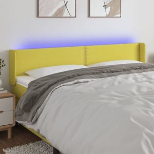 vidaXL Tăblie de pat cu LED, verde, 203x16x78/88 cm, textil imagine