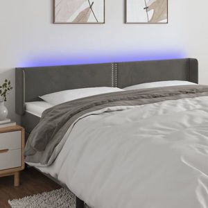 vidaXL Tăblie de pat cu LED, gri închis, 203x16x78/88 cm, catifea imagine