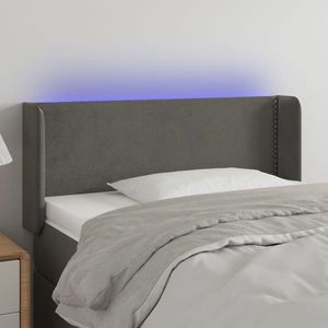 vidaXL Tăblie de pat cu LED, gri închis, 83x16x78/88 cm, catifea imagine