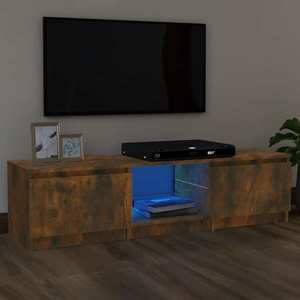 vidaXL Comodă TV cu lumini LED, stejar fumuriu, 140x40x35, 5 cm imagine