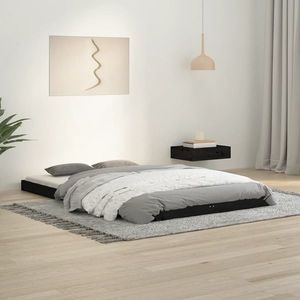vidaXL Cadru de pat, negru, 120x190 cm, mic, dublu, lemn masiv de pin imagine