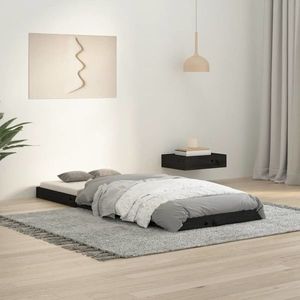 vidaXL Cadru de pat, negru, 75x190 cm, mic, single, lemn masiv de pin imagine
