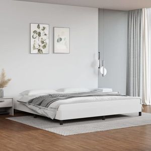 vidaXL Cadru de pat, alb, 200x200 cm, piele ecologică imagine