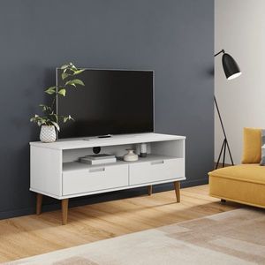 vidaXL Dulap TV „MOLDE” alb, 106x40x49 cm, din lemn masiv de pin imagine
